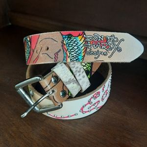 Ed Hardy Genuine Leather Belt Dragons Size M